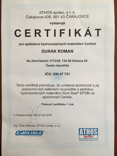 Kliknutím zvětšíte Certifikát