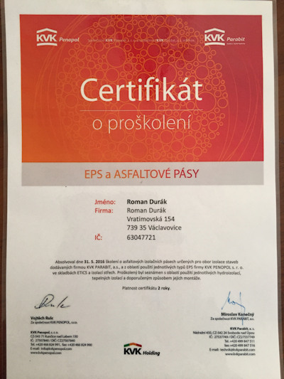 Kliknutím zvětšíte Certifikát